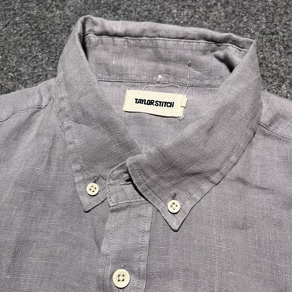Taylor Stitch Shirt Mens 44 Linen Gray Long Sleeve Button Down Relaxed - Picture 6 of 11